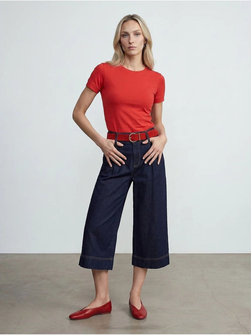 T-shirt femme slim à col rond dilvin Rouge - Kiabi
