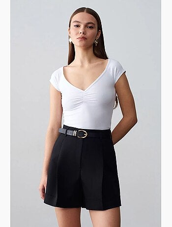 T-shirt femme slim à col v dilvin