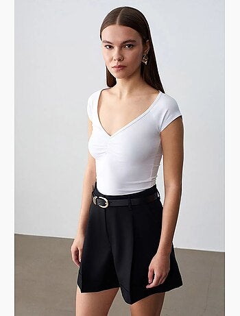 T-shirt femme slim à col v dilvin