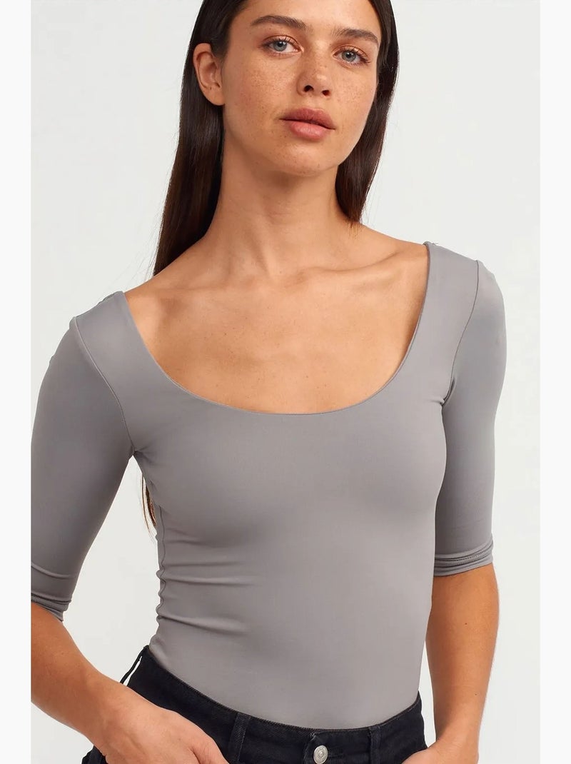 T-shirt femme slim en nylon et élasthanne dilvin Gris - Kiabi