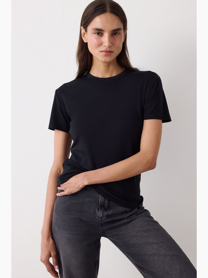 T-shirt femme slim fit basic penti Noir - Kiabi