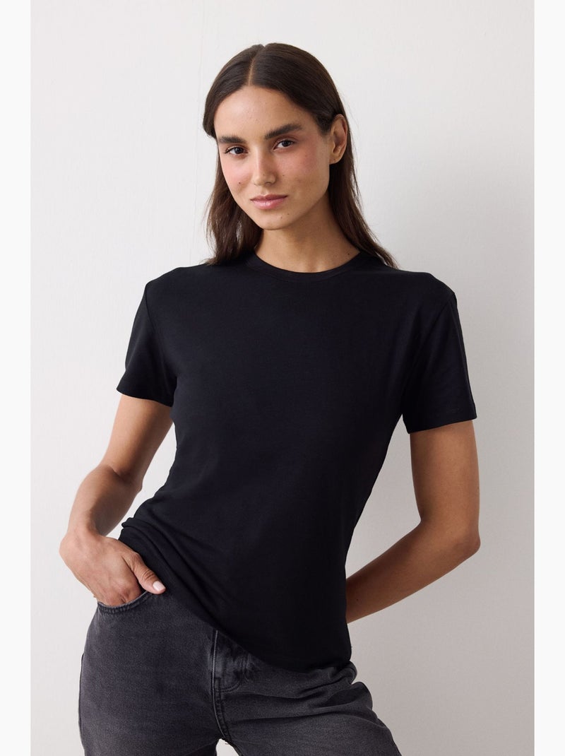 T-shirt femme slim fit basic penti Noir - Kiabi