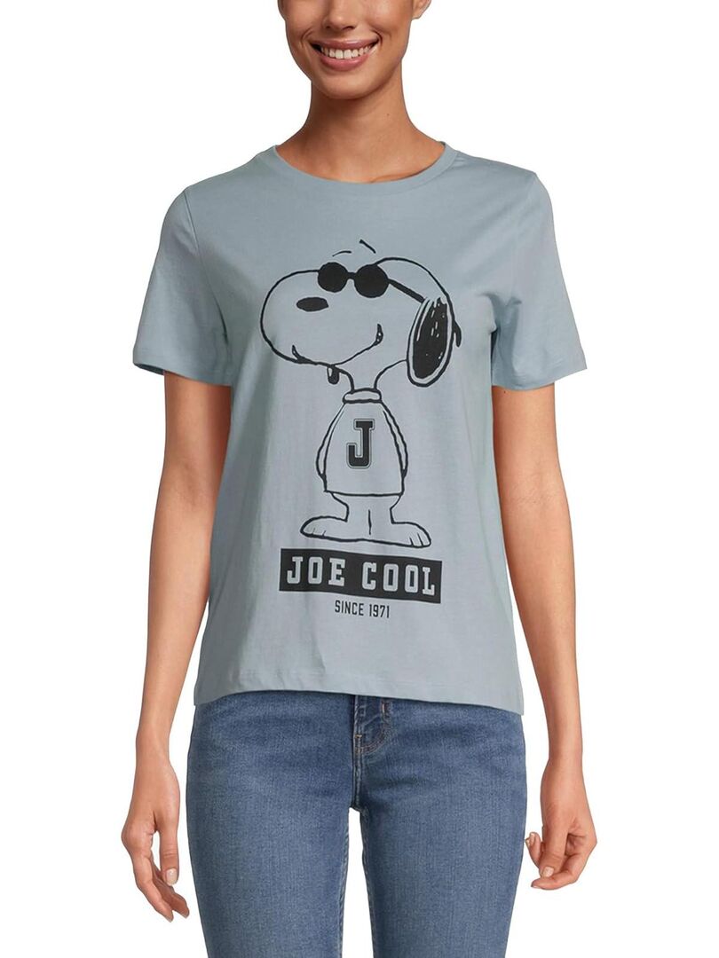 T-shirt Femme Snoopy Peanuts Joe Cool - 100% Coton - Bleu Bleu - Kiabi