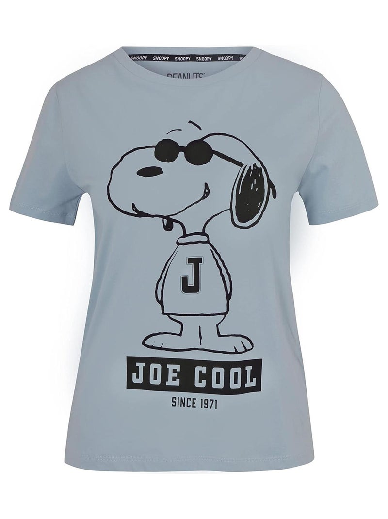 T-shirt Femme Snoopy Peanuts Joe Cool - 100% Coton - Bleu Bleu - Kiabi