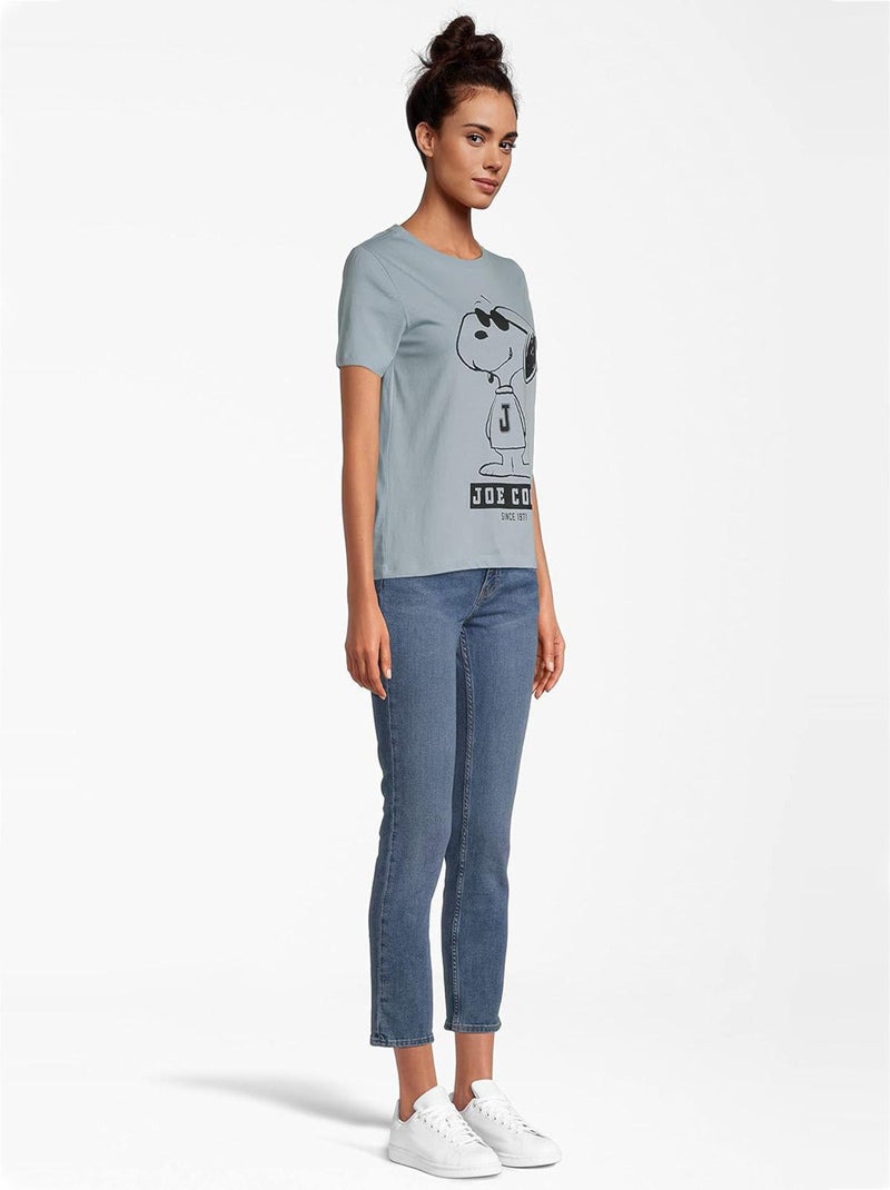 T-shirt Femme Snoopy Peanuts Joe Cool - 100% Coton - Bleu Bleu - Kiabi