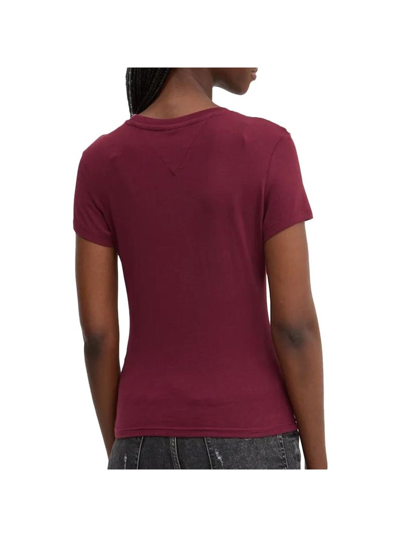 T-shirt  Femme Tommy Hilfiger Slim Linear Bordeaux - Kiabi
