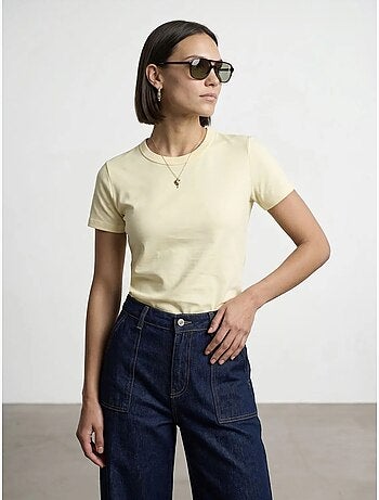 T-shirt femme uni à col rond