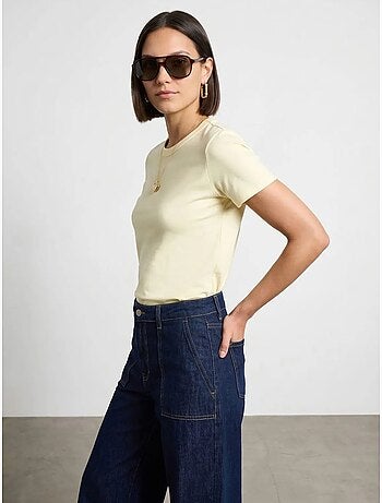 T-shirt femme uni à col rond
