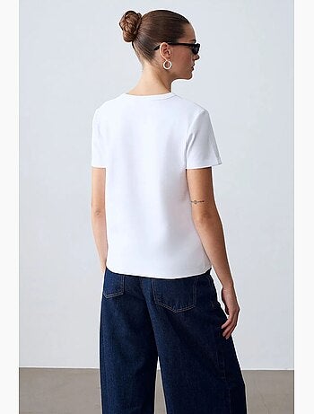 T-shirt femme uni à col rond dilvin