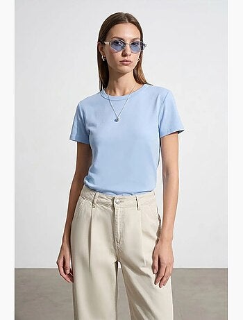 T-shirt femme uni à col rond dilvin