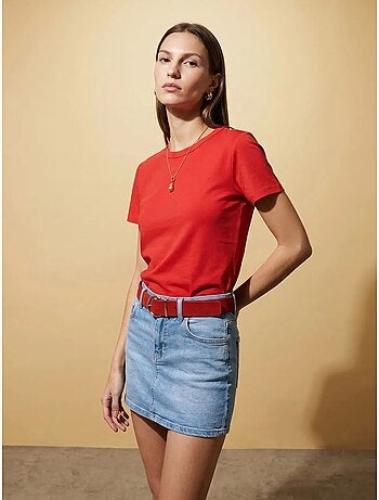T-shirt femme uni à col rond