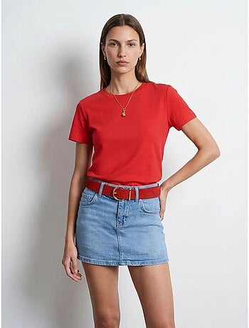 T-shirt femme uni à col rond