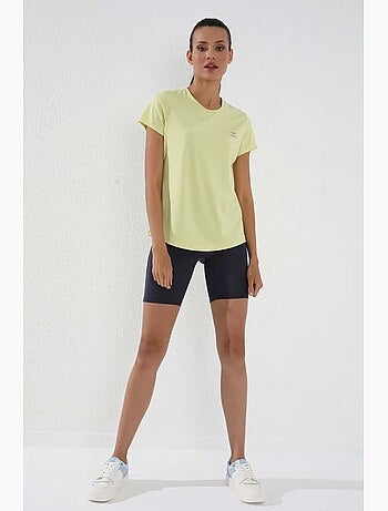 T-shirt femme uni à manches courtes et col rond tommy