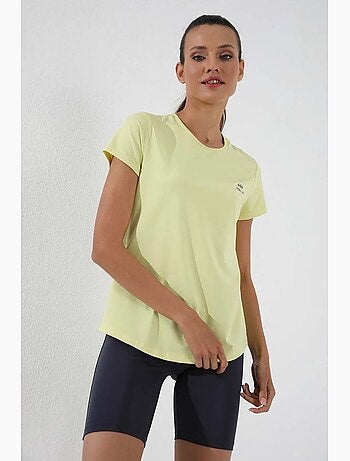 T-shirt femme uni à manches courtes et col rond tommy