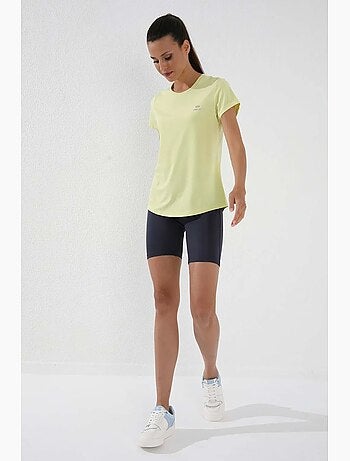 T-shirt femme uni à manches courtes et col rond tommy