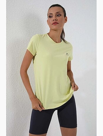T-shirt femme uni à manches courtes et col rond tommy