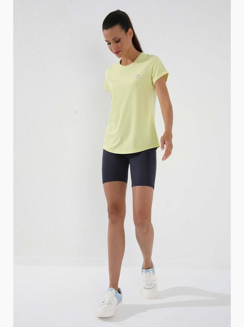 T-shirt femme uni à manches courtes et col rond tommy Jaune citron - Kiabi
