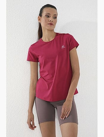 T-shirt femme uni à manches courtes et col rond tommy