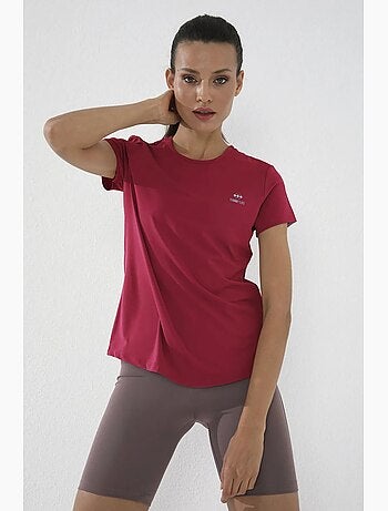 T-shirt femme uni à manches courtes et col rond tommy