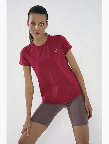 T-shirt femme uni à manches courtes et col rond tommy