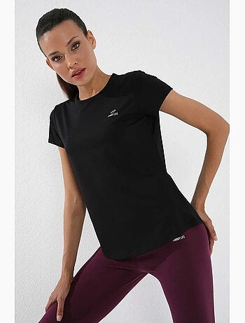 T-shirt femme uni à manches courtes et col rond tommy