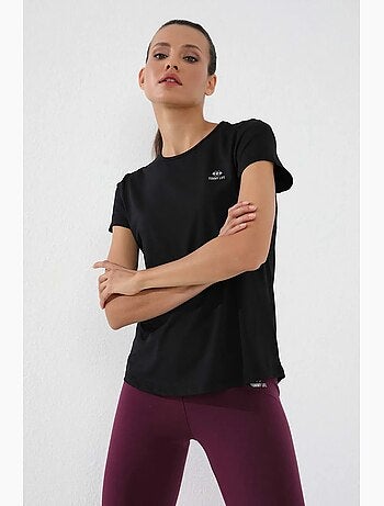 T-shirt femme uni à manches courtes et col rond tommy