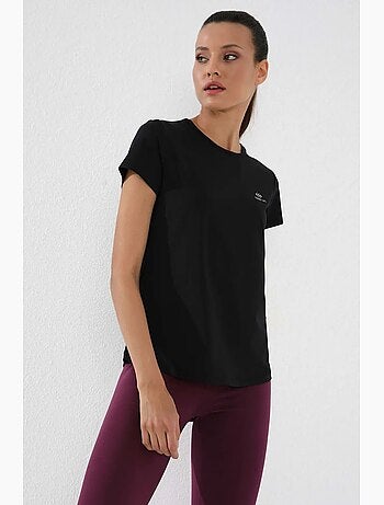 T-shirt femme uni à manches courtes et col rond tommy