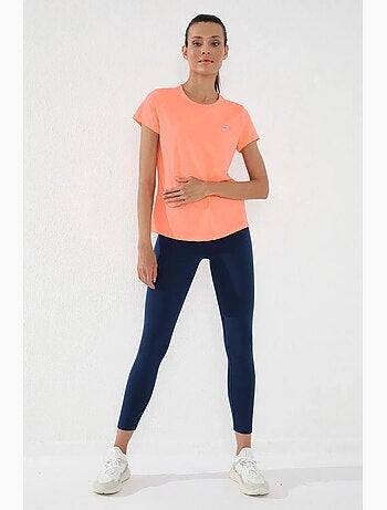 T-shirt femme uni à manches courtes et col rond tommy