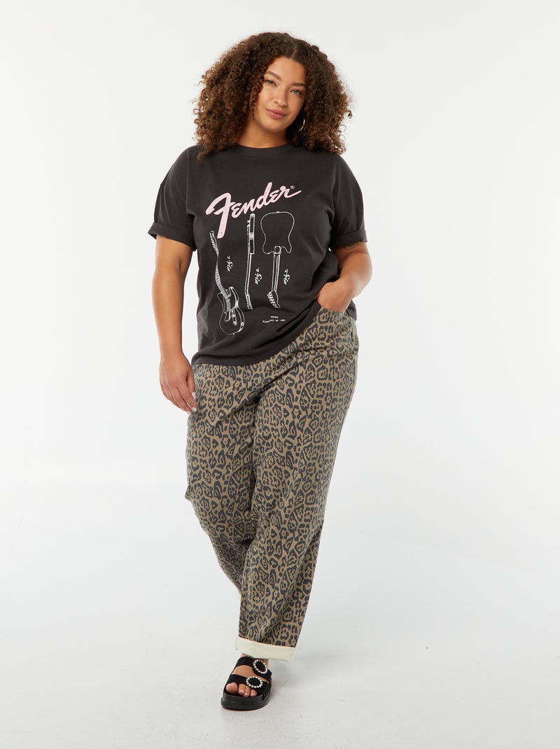T-shirt 'Fender' manches courtes NOIR - Kiabi