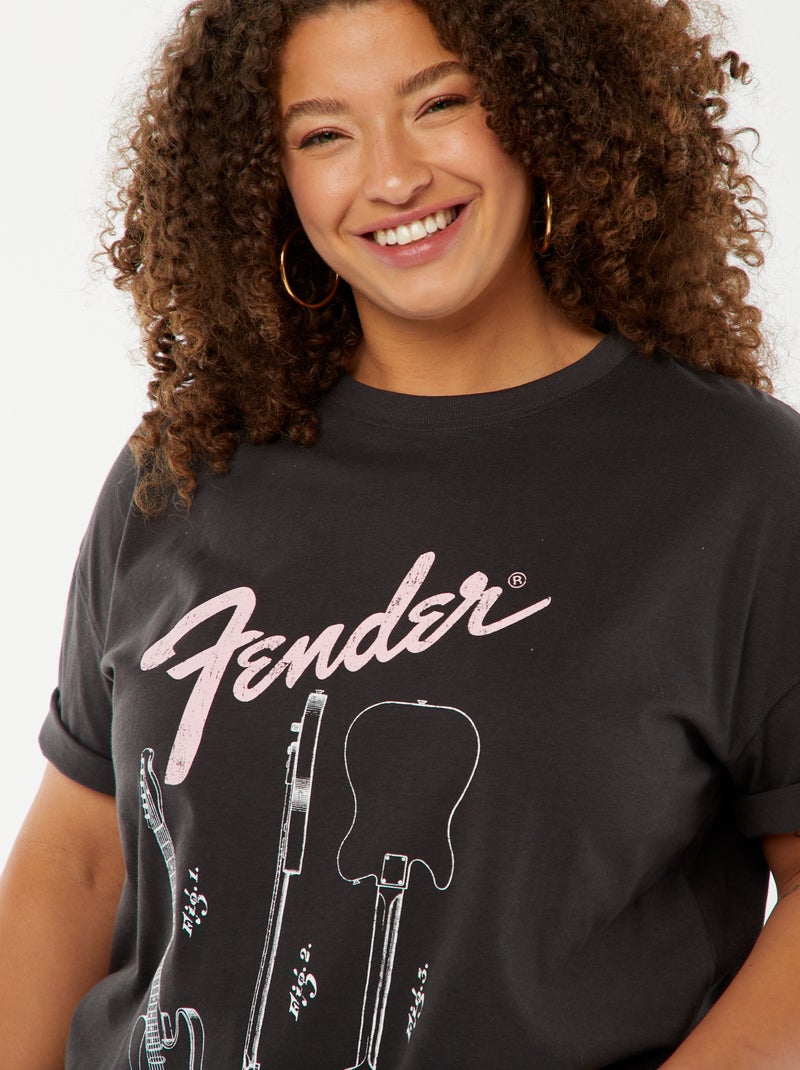 T-shirt 'Fender' manches courtes NOIR - Kiabi