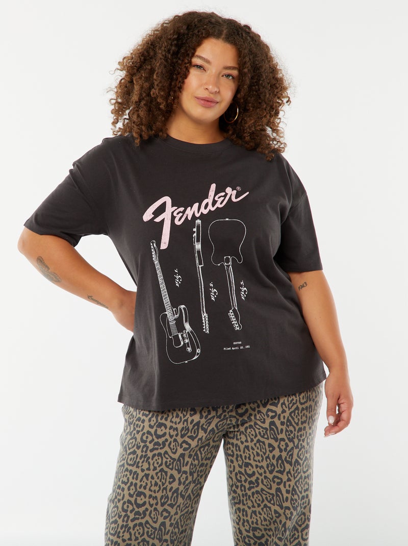 T-shirt 'Fender' manches courtes NOIR - Kiabi