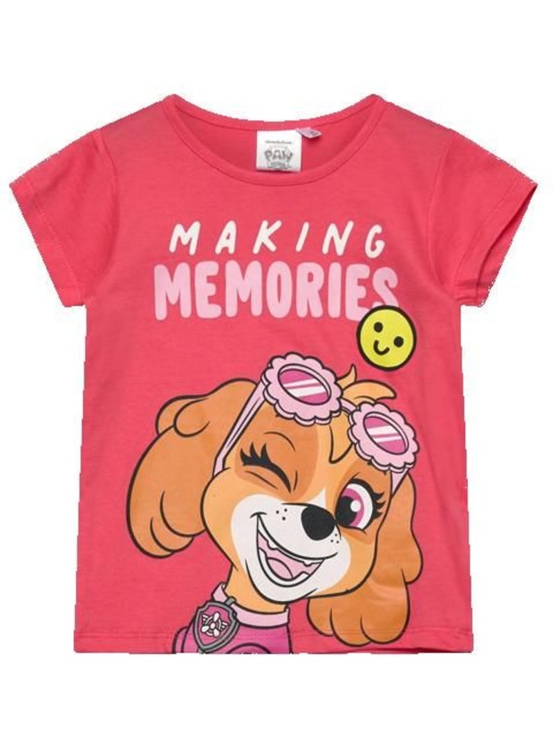 T-shirt fille - paw patrol - pat patrouille - 100% coton - rose - manches courtes Rose - Kiabi