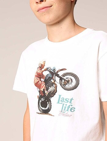 T-shirt fille 100% coton avec motif cœur zèbre et éclair pailleté 'Deeluxe'