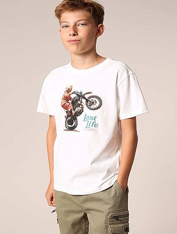 T-shirt fille 100% coton avec motif cœur zèbre et éclair pailleté 'Deeluxe'