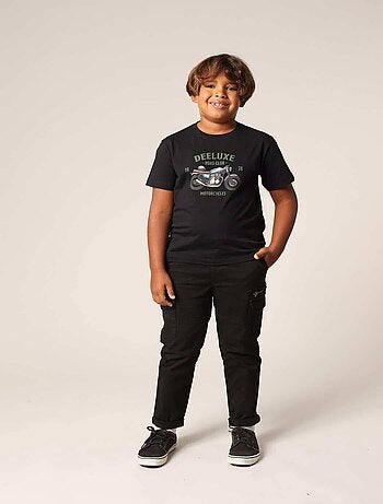 T-shirt fille 100% coton avec motif cœur zèbre et éclair pailleté 'Deeluxe'