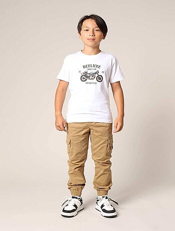 T-shirt fille 100% coton avec motif cœur zèbre et éclair pailleté 'Deeluxe'