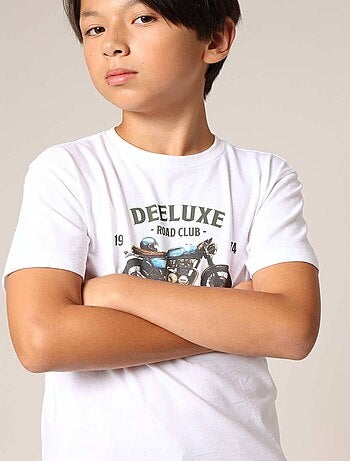 T-shirt fille 100% coton avec motif cœur zèbre et éclair pailleté 'Deeluxe'