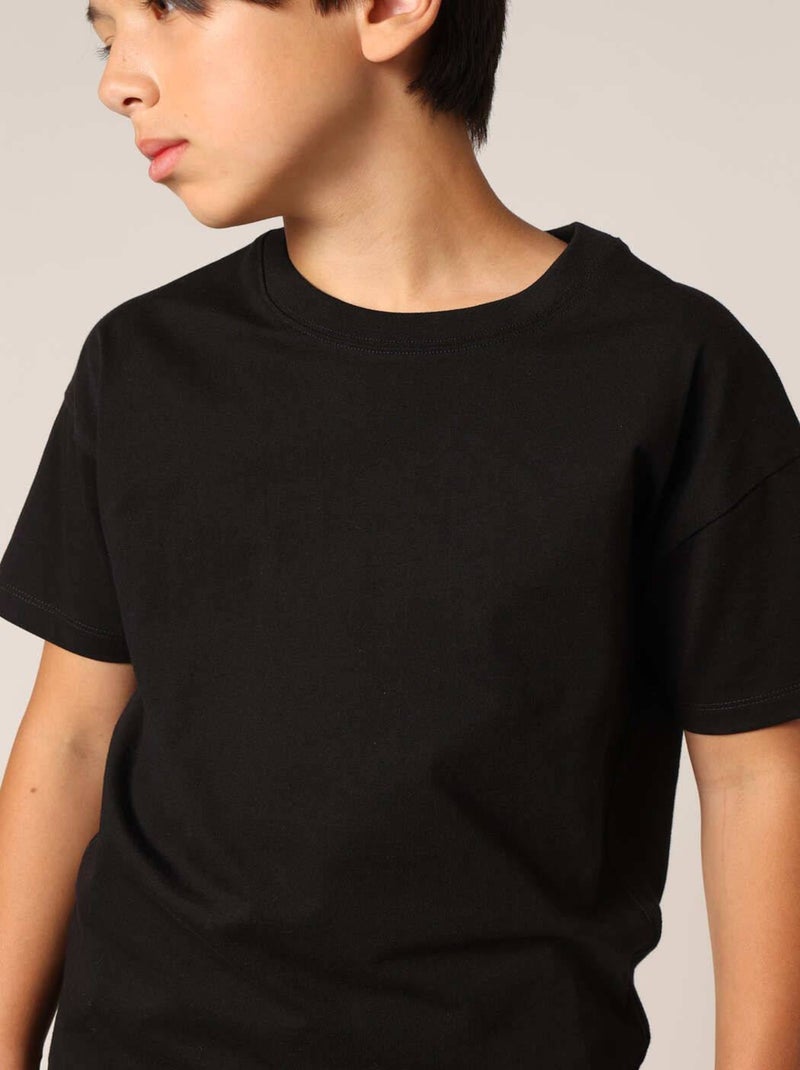 T-shirt fille avec imprimé pailleté et badge au dos 'Deeluxe' gris anthracite - Kiabi