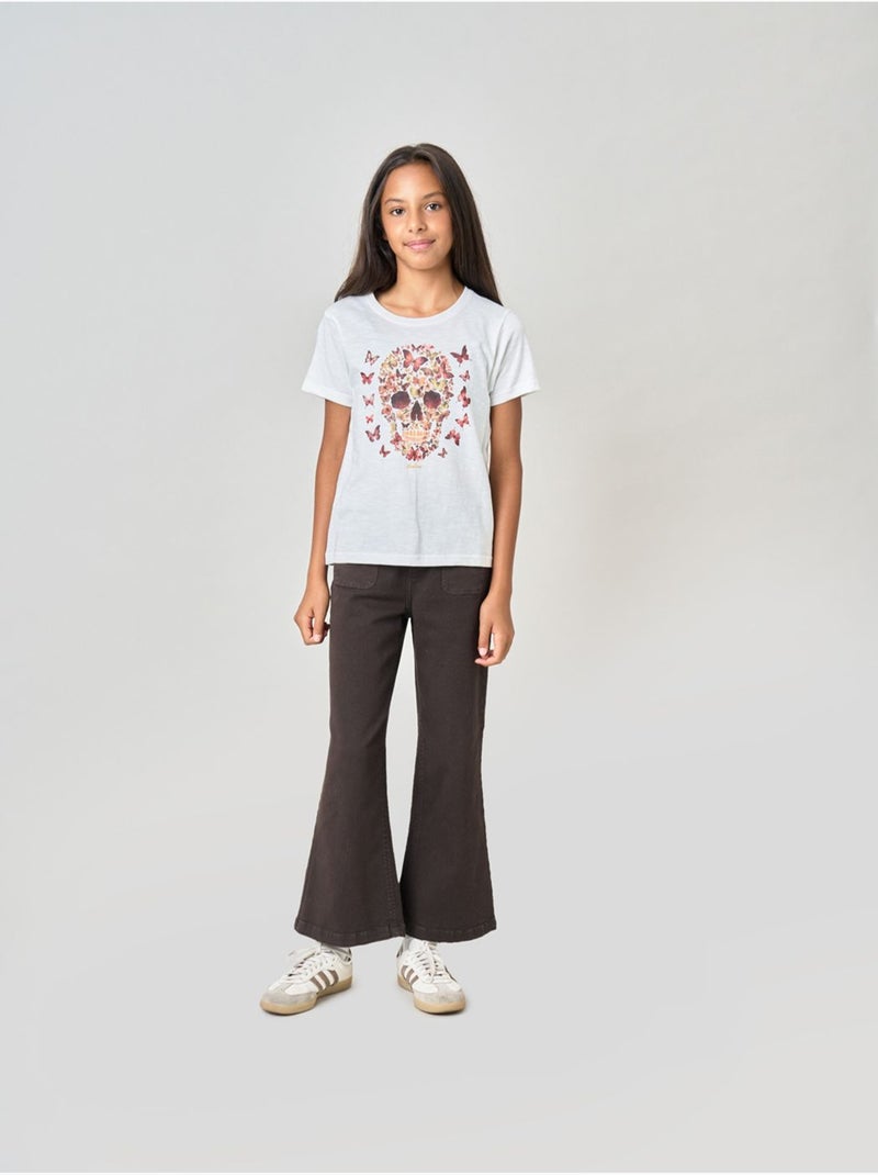 T-shirt fille en 100% coton 'deeluxe' Blanc - Kiabi