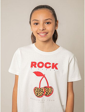 T-shirt fille en coton à imprimé rock 'deeluxe'