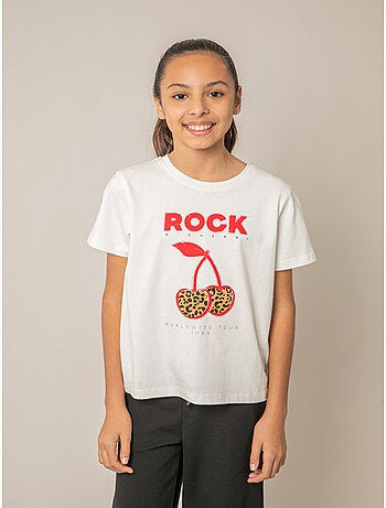 T-shirt fille en coton à imprimé rock 'Deeluxe'