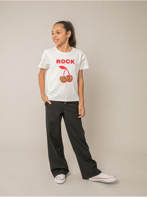 T-shirt fille en coton à imprimé rock 'Deeluxe' - Kiabi