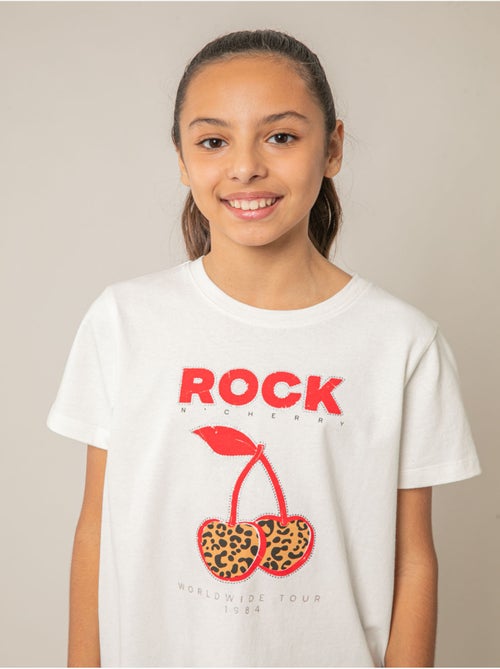 T-shirt fille en coton à imprimé rock 'Deeluxe' - Kiabi