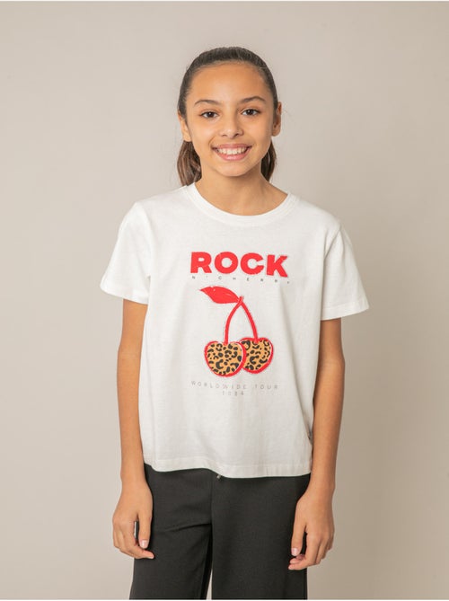 T-shirt fille en coton à imprimé rock 'Deeluxe' - Kiabi