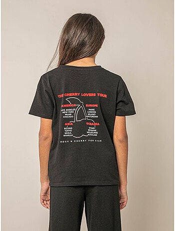 T-shirt fille en coton à imprimé rock 'Deeluxe'