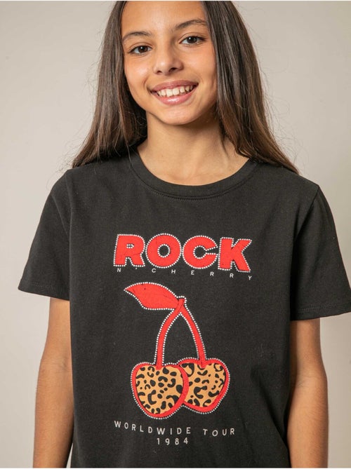 T-shirt fille en coton à imprimé rock 'Deeluxe' - Kiabi