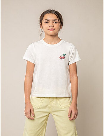 T-shirt fille en coton à motif cerises 'Deeluxe'
