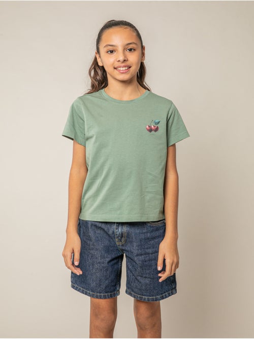 T-shirt fille en coton à motif cerises 'Deeluxe' - Kiabi