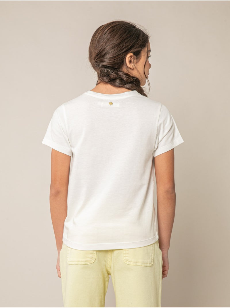 T-shirt fille en coton à motif cerises 'Deeluxe' Ecru - Kiabi