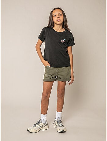 T-shirt fille en coton à motif cerises 'Deeluxe'
